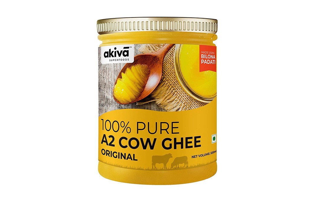 Akiva 100% Pure A2 Original Cow Ghee    Plastic Jar  500 millilitre